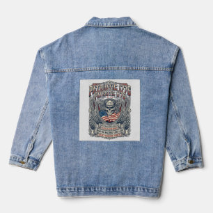 Patriotic 1776 Off Road Skull Monster Truck Heavy Denim Jacket