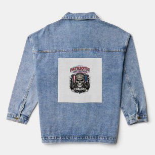 Patriotic 1776 Off Road Skull Monster Truck Heavy Denim Jacket