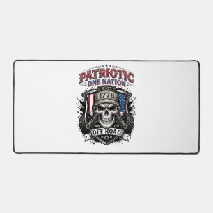 Patriotic 1776 Off Road Skull Monster Truck Heavy Desk Mat