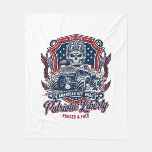 Patriotic 1776 Off Road Skull Monster Truck Heavy Fleece Blanket