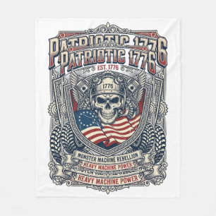 Patriotic 1776 Off Road Skull Monster Truck Heavy Fleece Blanket