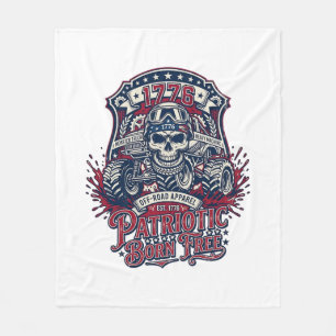 Patriotic 1776 Off Road Skull Monster Truck Heavy Fleece Blanket