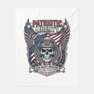 Patriotic 1776 Off Road Skull Monster Truck Heavy Fleece Blanket