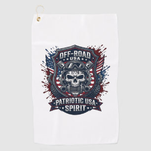 Patriotic 1776 Off Road Skull Monster Truck Heavy Golf Towel