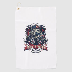 Patriotic 1776 Off Road Skull Monster Truck Heavy Golf Towel