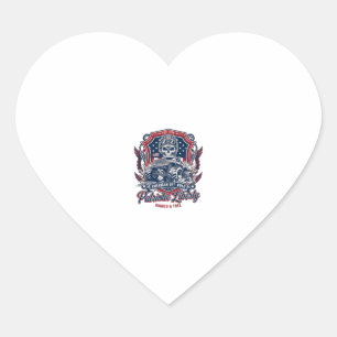 Patriotic 1776 Off Road Skull Monster Truck Heavy Heart Sticker
