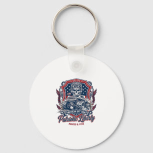 Patriotic 1776 Off Road Skull Monster Truck Heavy Key Ring
