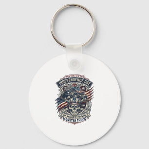 Patriotic 1776 Off Road Skull Monster Truck Heavy Key Ring