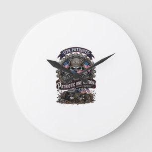 Patriotic 1776 Off Road Skull Monster Truck Heavy Large Clock