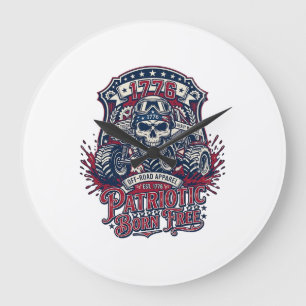 Patriotic 1776 Off Road Skull Monster Truck Heavy Large Clock