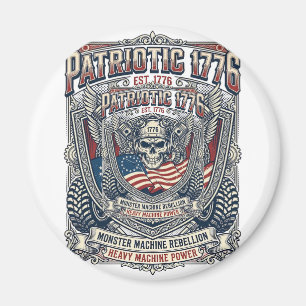 Patriotic 1776 Off Road Skull Monster Truck Heavy Magnet