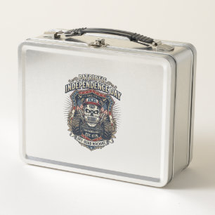Patriotic 1776 Off Road Skull Monster Truck Heavy  Metal Lunch Box