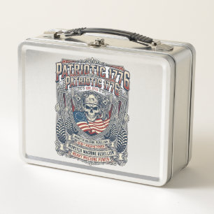 Patriotic 1776 Off Road Skull Monster Truck Heavy Metal Lunch Box