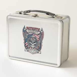 Patriotic 1776 Off Road Skull Monster Truck Heavy Metal Lunch Box