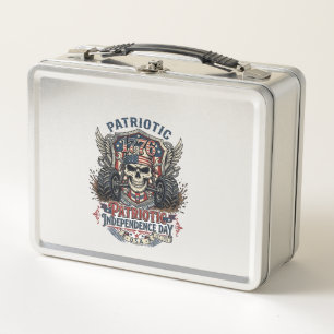 Patriotic 1776 Off Road Skull Monster Truck Heavy  Metal Lunch Box