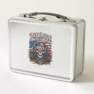Patriotic 1776 Off Road Skull Monster Truck Heavy Metal Lunch Box