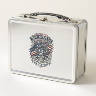 Patriotic 1776 Off Road Skull Monster Truck Heavy Metal Lunch Box