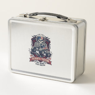 Patriotic 1776 Off Road Skull Monster Truck Heavy Metal Lunch Box
