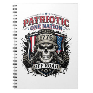 Patriotic 1776 Off Road Skull Monster Truck Heavy Notebook