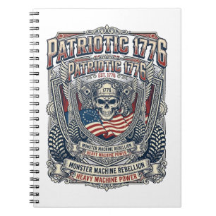 Patriotic 1776 Off Road Skull Monster Truck Heavy Notebook