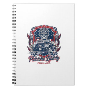Patriotic 1776 Off Road Skull Monster Truck Heavy Notebook