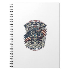 Patriotic 1776 Off Road Skull Monster Truck Heavy Notebook