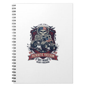 Patriotic 1776 Off Road Skull Monster Truck Heavy Notebook