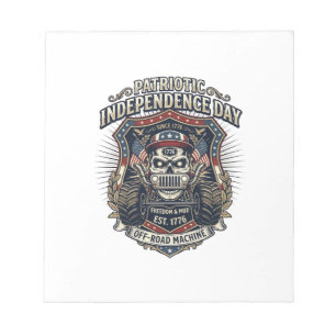 Patriotic 1776 Off Road Skull Monster Truck Heavy Notepad