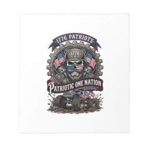 Patriotic 1776 Off Road Skull Monster Truck Heavy Notepad