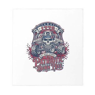 Patriotic 1776 Off Road Skull Monster Truck Heavy Notepad
