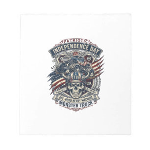 Patriotic 1776 Off Road Skull Monster Truck Heavy Notepad