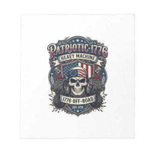 Patriotic 1776 Off Road Skull Monster Truck Heavy Notepad