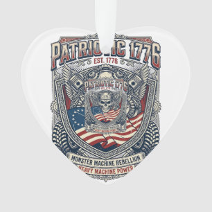 Patriotic 1776 Off Road Skull Monster Truck Heavy Ornament
