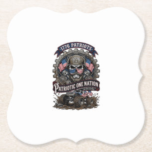 Patriotic 1776 Off Road Skull Monster Truck Heavy Paper Coaster