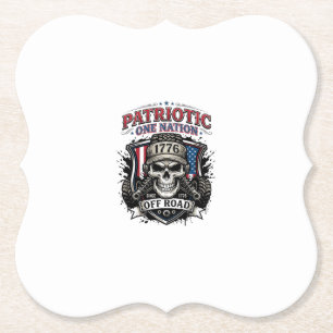 Patriotic 1776 Off Road Skull Monster Truck Heavy Paper Coaster