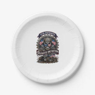 Patriotic 1776 Off Road Skull Monster Truck Heavy Paper Plate