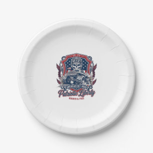 Patriotic 1776 Off Road Skull Monster Truck Heavy Paper Plate