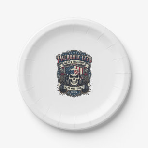 Patriotic 1776 Off Road Skull Monster Truck Heavy Paper Plate