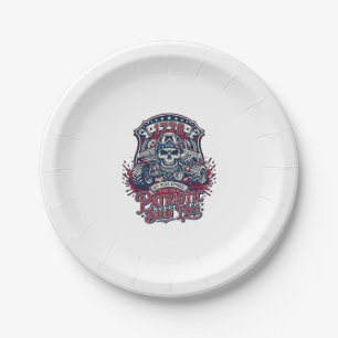 Patriotic 1776 Off Road Skull Monster Truck Heavy Paper Plate