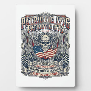 Patriotic 1776 Off Road Skull Monster Truck Heavy Plaque