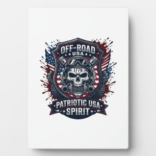 Patriotic 1776 Off Road Skull Monster Truck Heavy Plaque