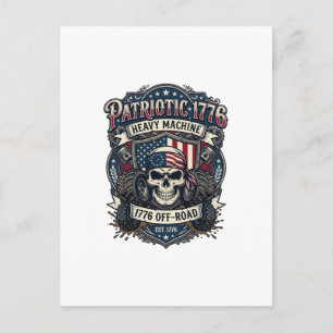 Patriotic 1776 Off Road Skull Monster Truck Heavy Postcard
