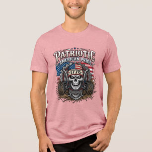 Patriotic 1776 Off Road Skull Monster Truck Heavy Tri-Blend Shirt