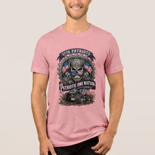 Patriotic 1776 Off Road Skull Monster Truck Heavy Tri-Blend Shirt
