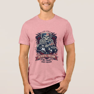 Patriotic 1776 Off Road Skull Monster Truck Heavy Tri-Blend Shirt