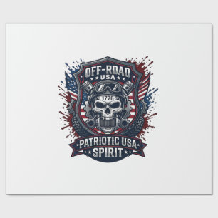 Patriotic 1776 Off Road Skull Monster Truck Heavy Wrapping Paper