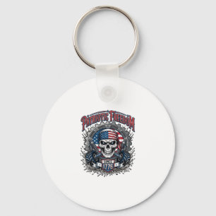 Patriotic 1776 Off Road Skull Monster Truck Key Ring