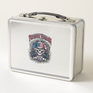 Patriotic 1776 Off Road Skull Monster Truck Metal Lunch Box