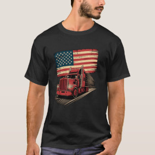 Patriotic 18 Wheeler American Flag Design for Truc T-Shirt