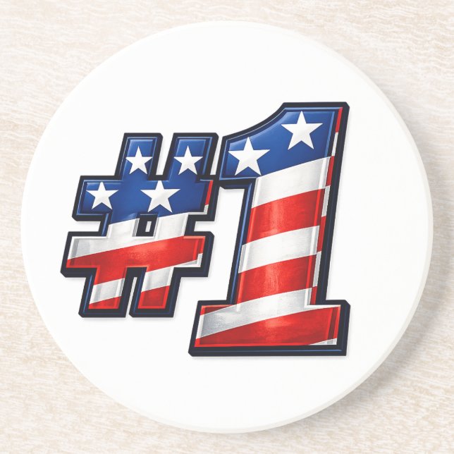 Patriotic #1 Flag Design Coaster (Front)